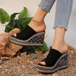 Sandales Compensées Motif Zigzag pour Femmes