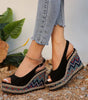 Sandales Compensées Motif Zigzag pour Femmes
