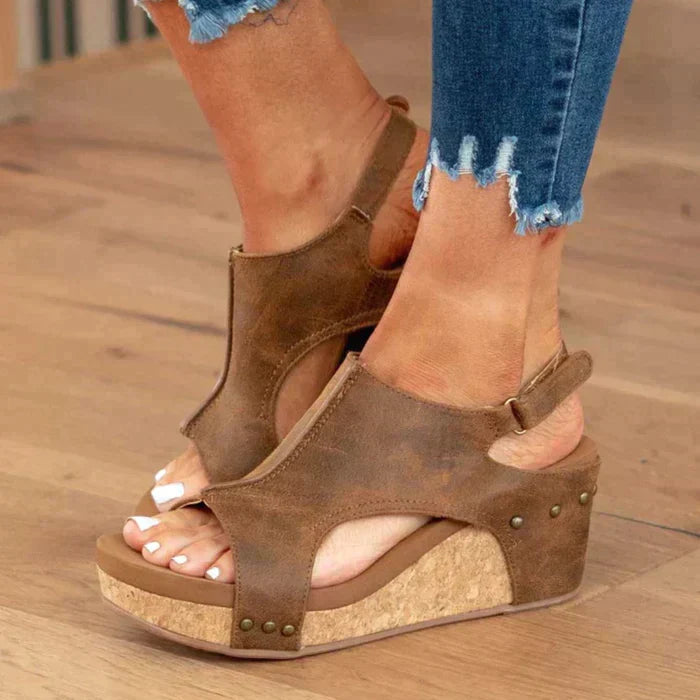 Sandales Compensées à Bout Ouvert pour Femmes
