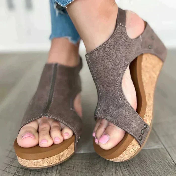 Sandales Compensées à Bout Ouvert pour Femmes