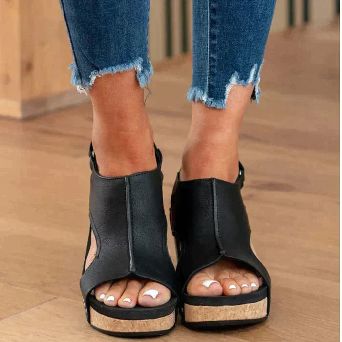 Sandales Compensées à Bout Ouvert pour Femmes