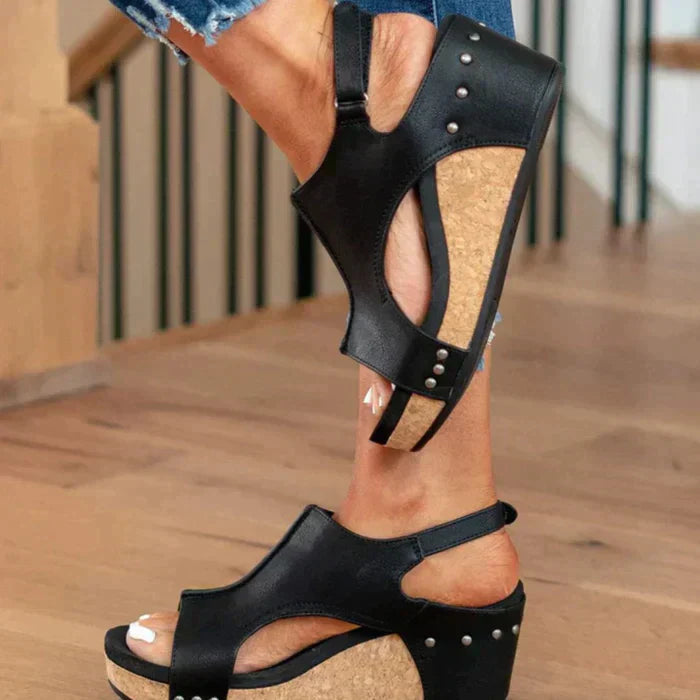Sandales Compensées à Bout Ouvert pour Femmes