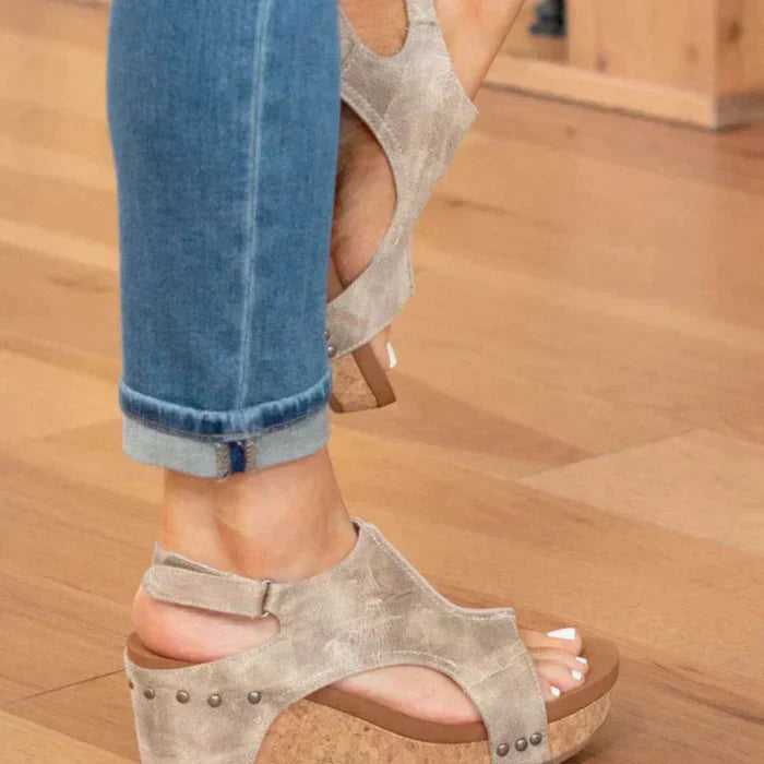 Sandales Compensées à Bout Ouvert pour Femmes