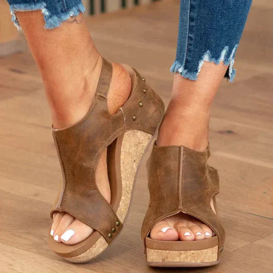 Sandales Compensées à Bout Ouvert pour Femmes