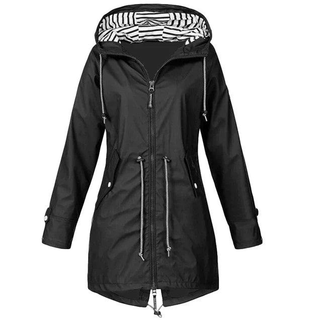 Trenchcoat Imperméable à Capuche pour Femmes