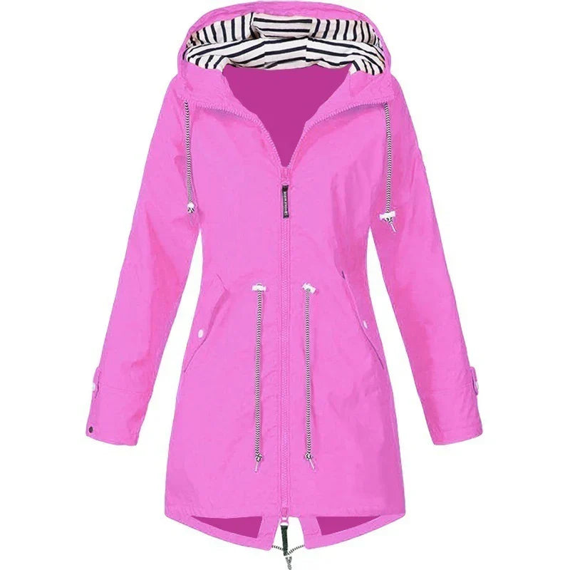 Trenchcoat Imperméable à Capuche pour Femmes