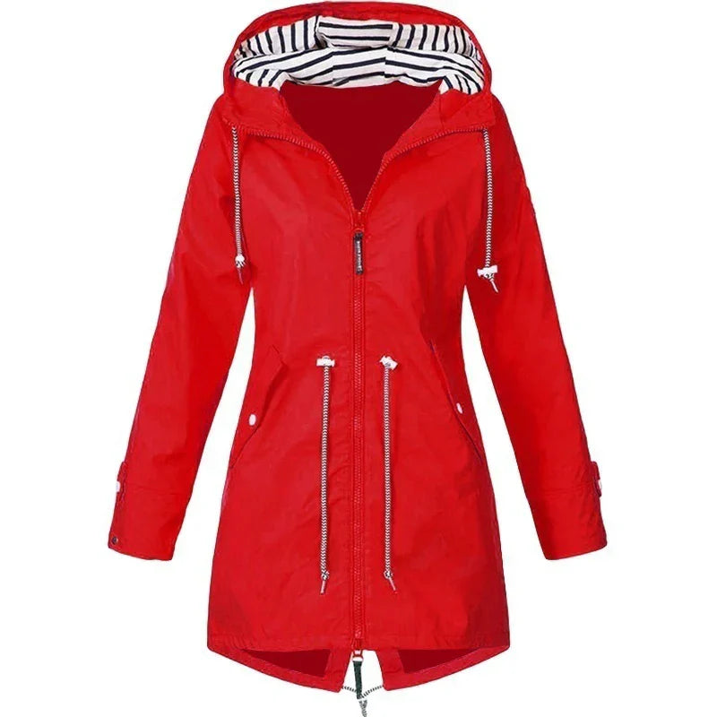 Trenchcoat Imperméable à Capuche pour Femmes