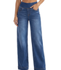 Jean Large Taille Haute et Coupe Droite avec Poches pour Femme