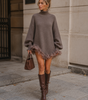 Robe Pull Courte Ample Femme à Manches Longues avec Volants en Tulle