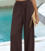 Pantalon Palazzo Large Taille Haute avec Poches pour Femme