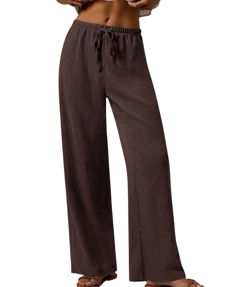 Pantalon Palazzo Large Taille Haute avec Poches pour Femme