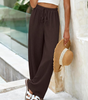 Pantalon Palazzo Large Taille Haute avec Poches pour Femme
