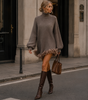 Robe Pull Courte Ample Femme à Manches Longues avec Volants en Tulle