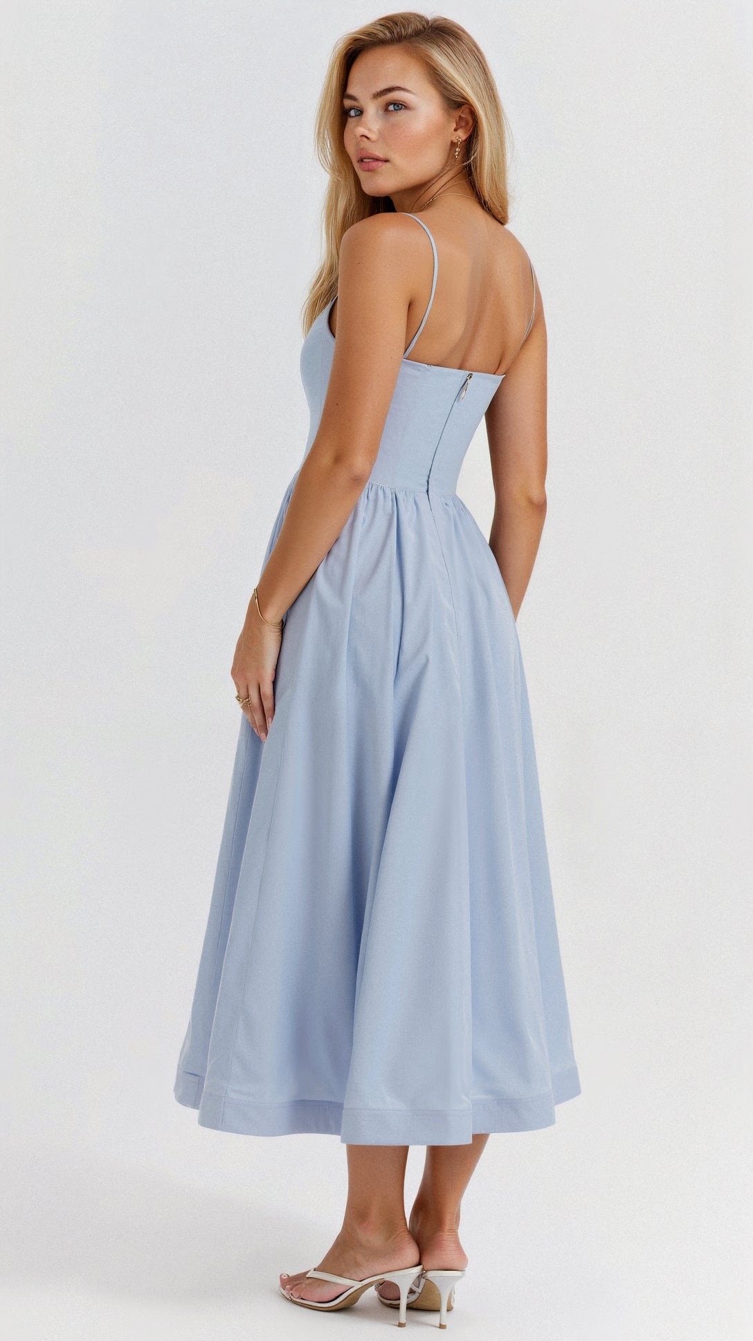 Robe Midi à Encolure Ascot et Coupe Évasée pour Femme | Idéale pour l'Été