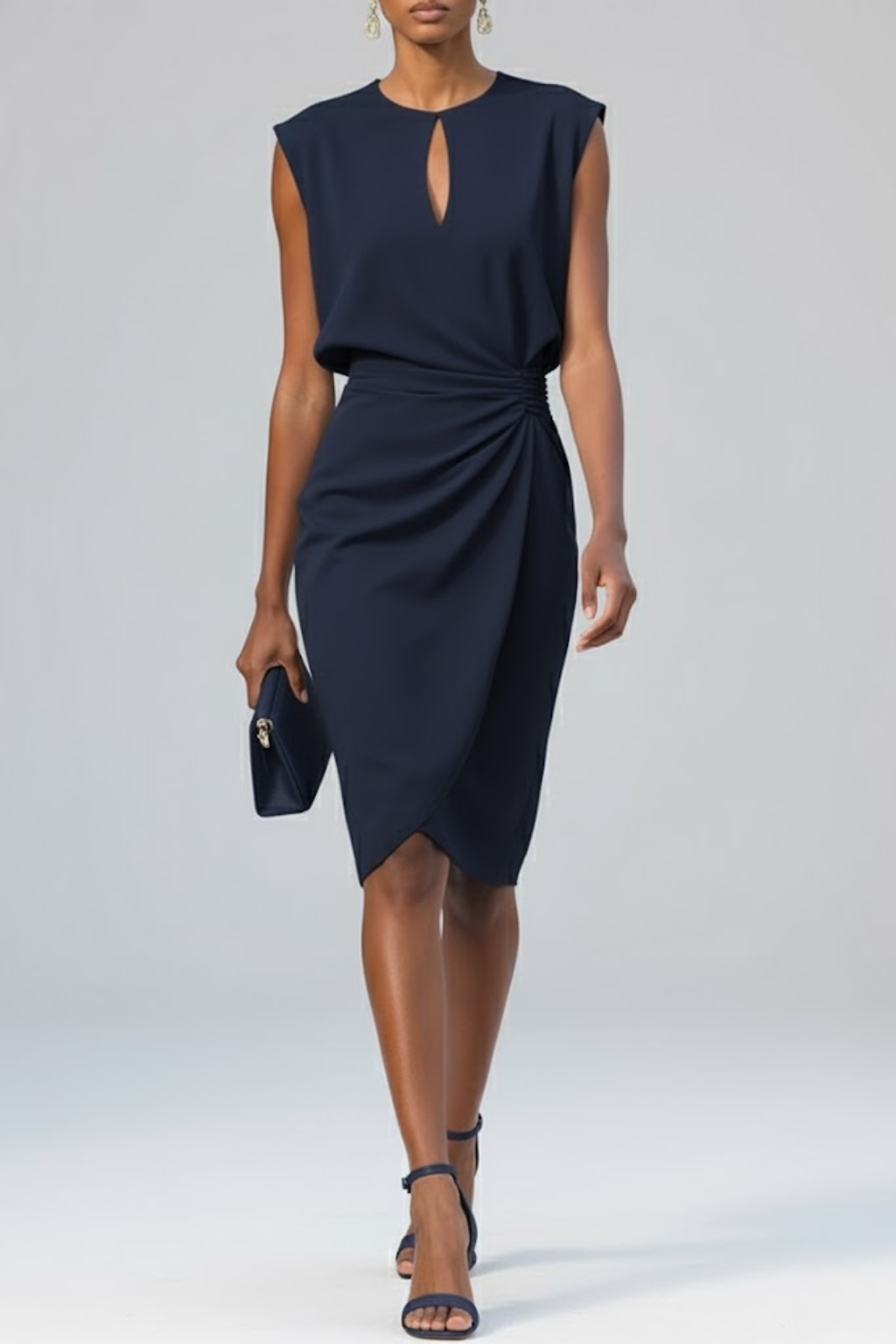 Robe Midi à Encolure Ronde et Détail Noué pour Femme | Idéale pour l'Été