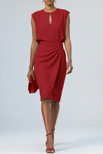 Robe Midi à Encolure Ronde et Détail Noué pour Femme | Idéale pour l'Été
