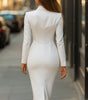 Robe Midi Ajustée avec Col Tailleur pour Femmes