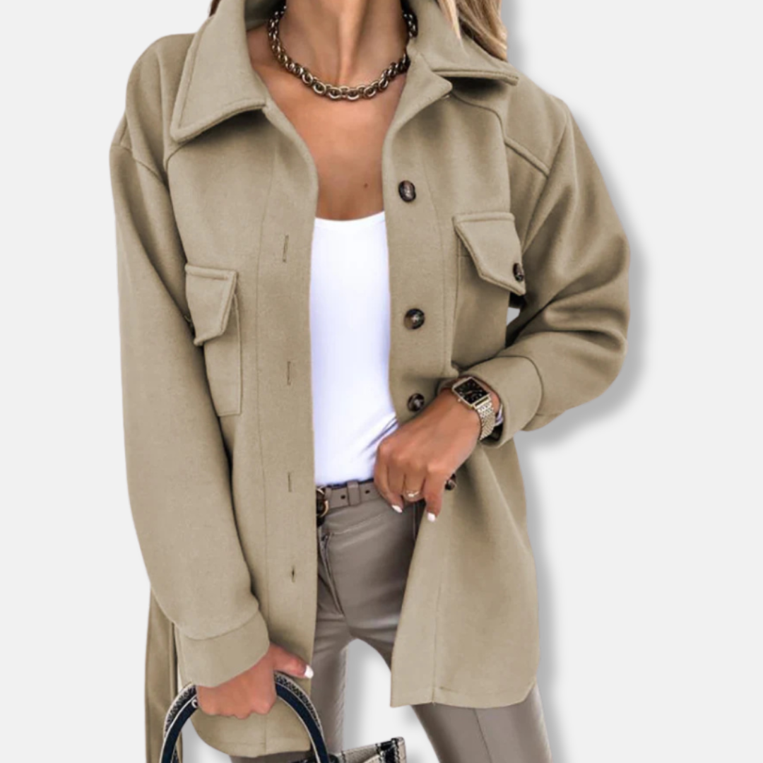 Veste Surchemise Longue en Laine Pour Femmes