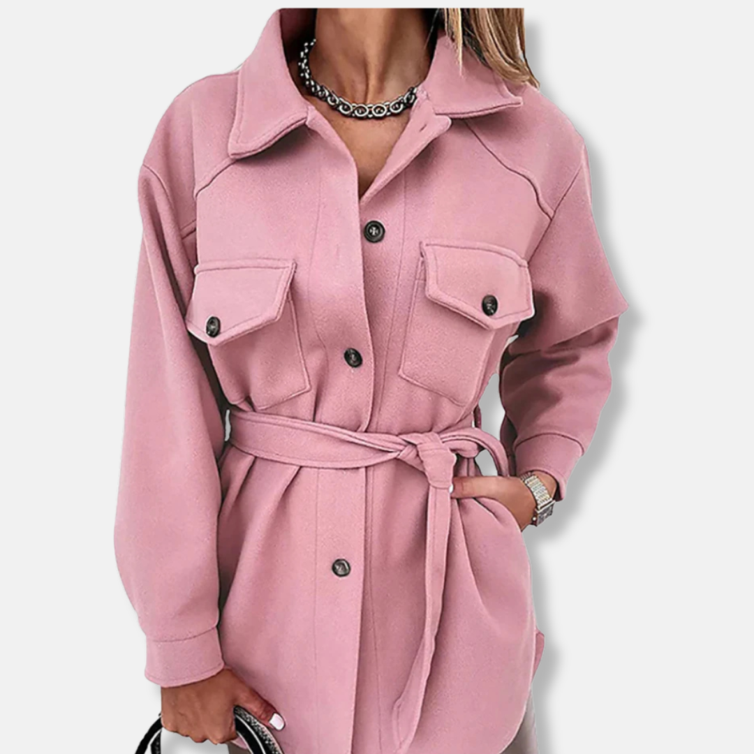 Veste Surchemise Longue en Laine Pour Femmes