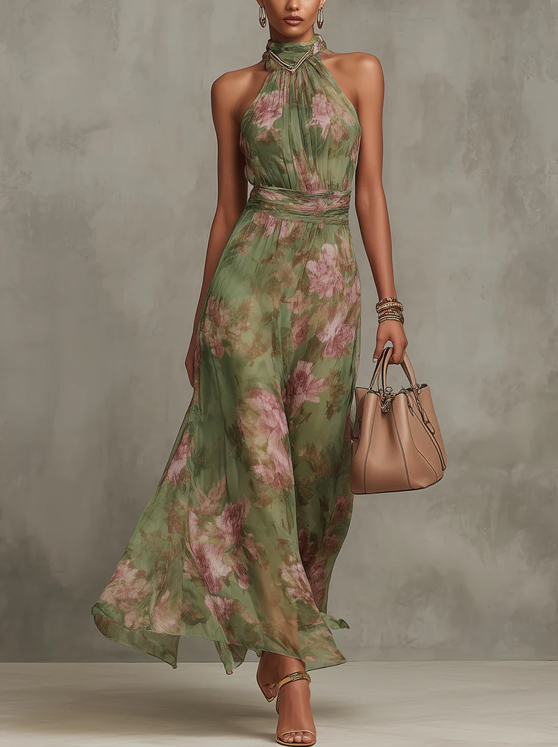 Robe Longue Imprimée Florale pour Femmes