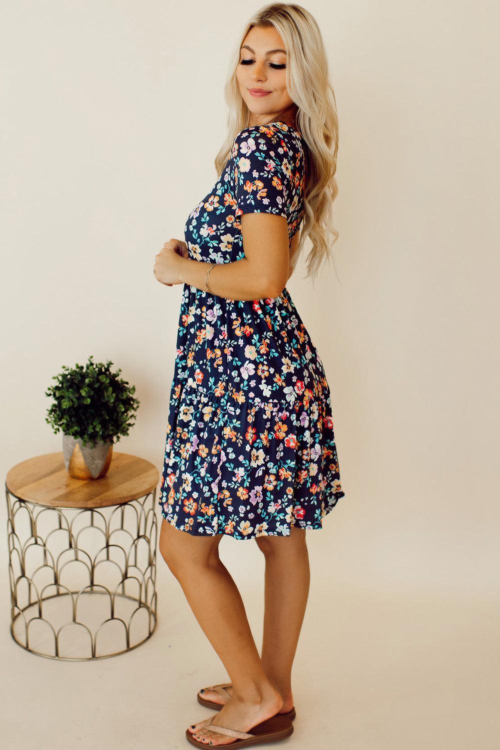 Robe A-ligne à Fleurs pour Femmes