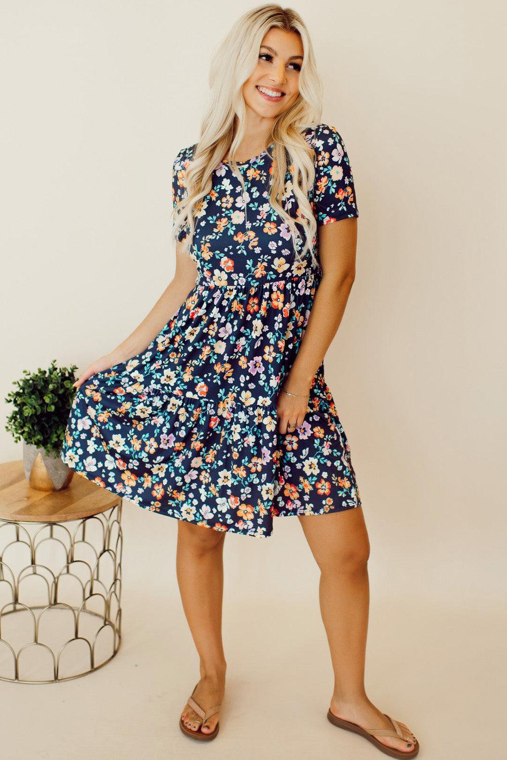 Robe A-ligne à Fleurs pour Femmes