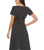Robe A-ligne Décolleté en V à Pois pour Femmes