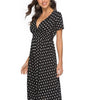 Robe A-ligne Décolleté en V à Pois pour Femmes