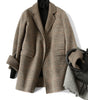 Manteau d'Hiver en Laine à Carreaux pour Femmes