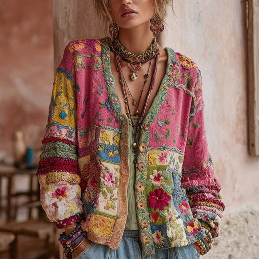 Cardigan Brodé Col V pour Femmes