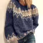 Pull Jacquard à Col Rond et Coupe Ample pour Femme