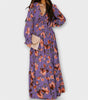 Robe Maxi à Manches Longues et Imprimé Floral pour Femmes