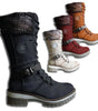 Botte à Lacets Haute en Simili Cuir pour Femme