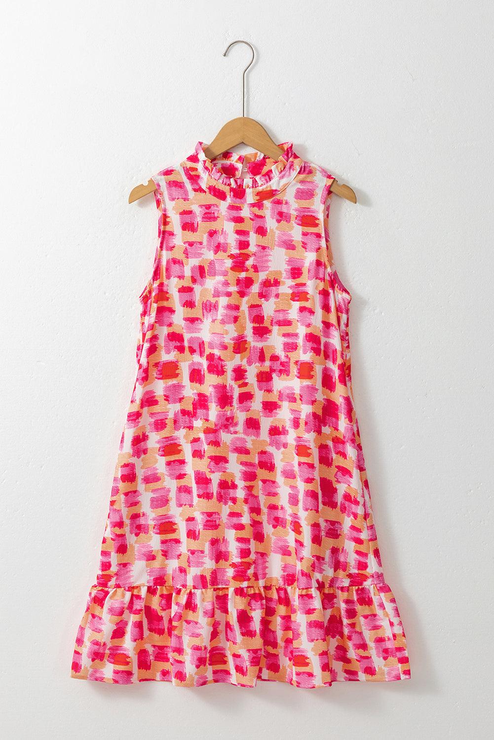 Robe Mini Sans Manches à Imprimé Abstrait pour Femmes