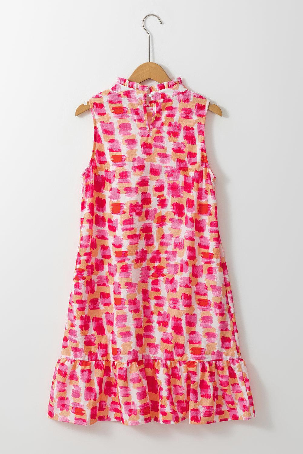 Robe Mini Sans Manches à Imprimé Abstrait pour Femmes