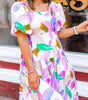 Robe Midi Imprimé Abstrait pour Femmes