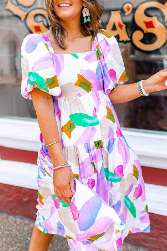 Robe Midi Imprimé Abstrait pour Femmes