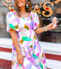 Robe Midi Imprimé Abstrait pour Femmes