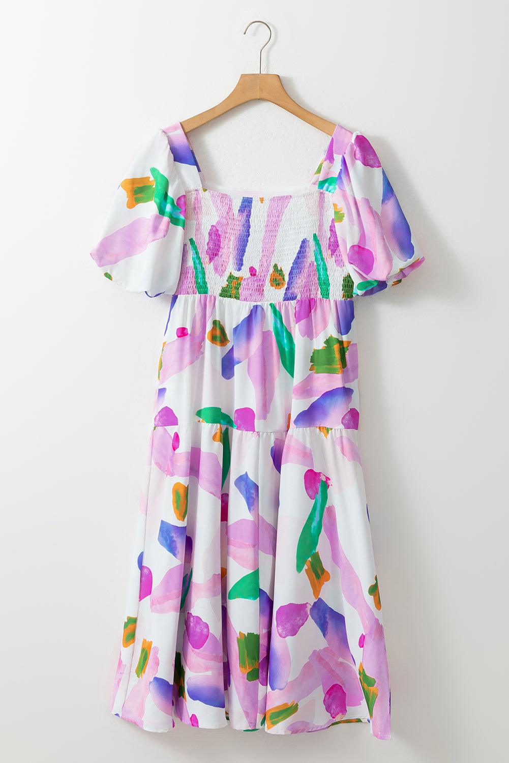 Robe Midi Imprimé Abstrait pour Femmes
