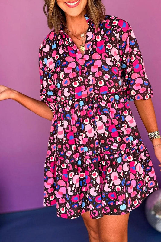 Robe à Imprimé Abstrait Col en V pour Femmes