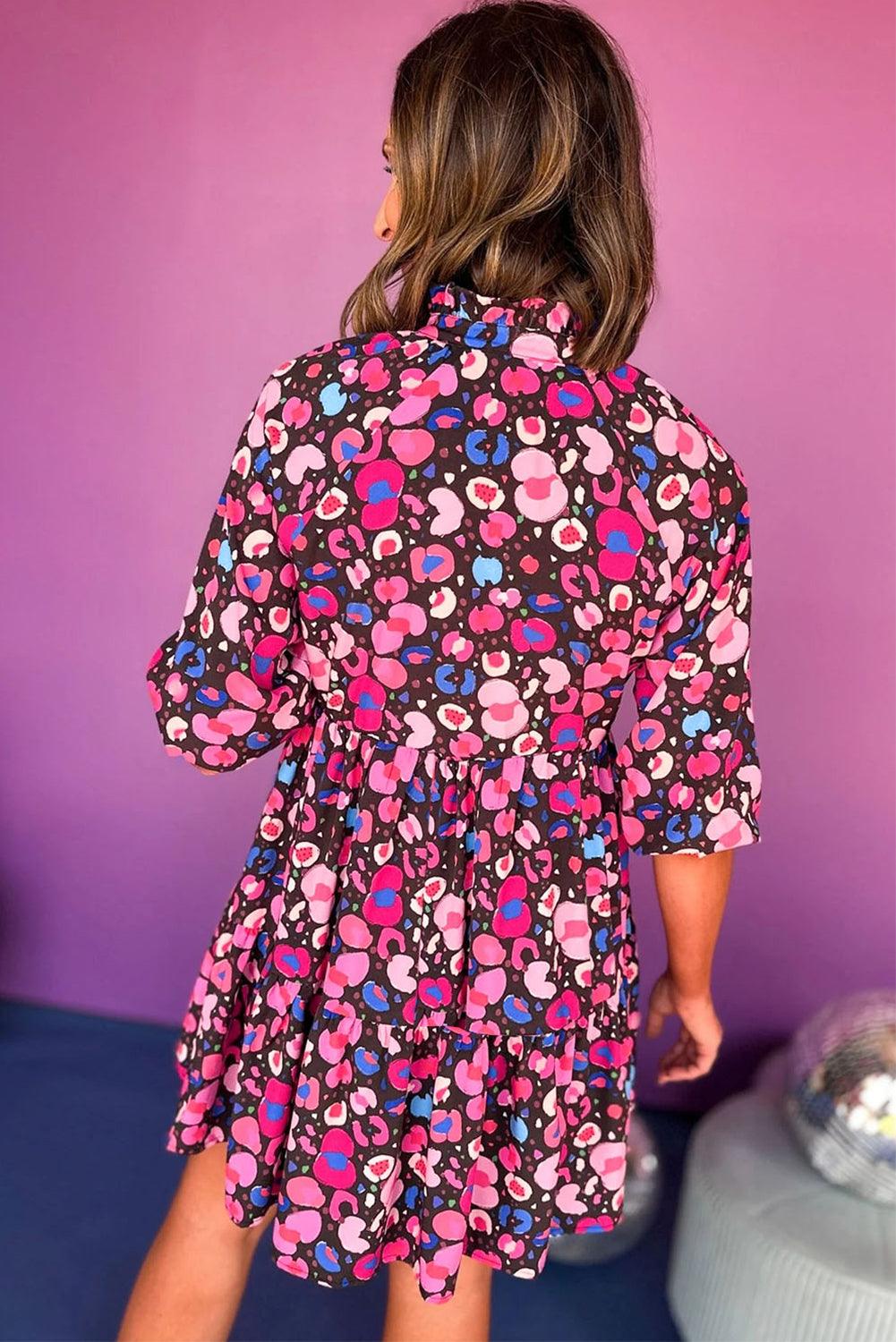 Robe Imprimé Abstrait Col en V pour Femmes