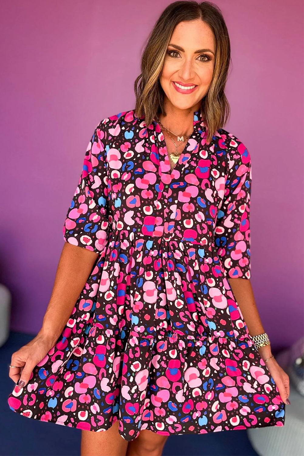 Robe à Imprimé Abstrait Col en V pour Femmes