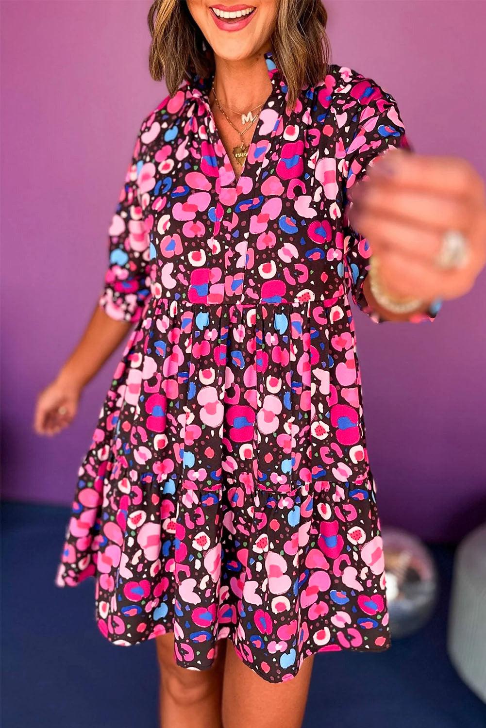 Robe Imprimé Abstrait Col en V pour Femmes
