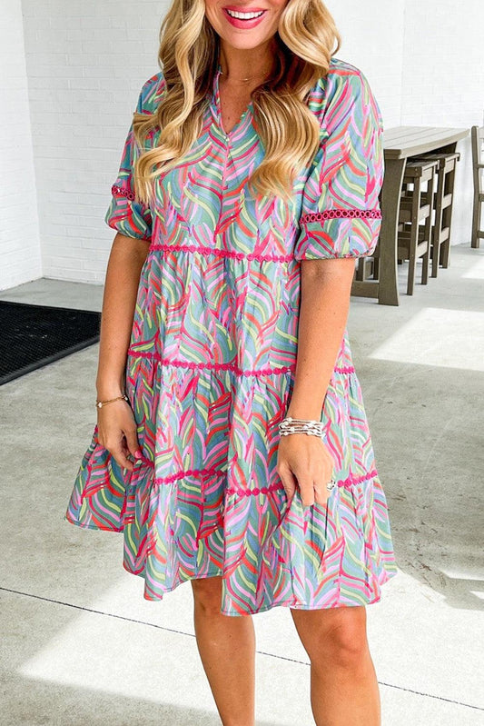 Robe à Volants Abstraite pour Femmes