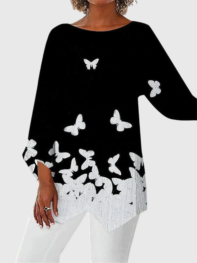 Haut à Manches Longues Imprimé Papillon pour Femme | Idéal pour le Quotidien