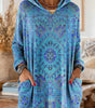 Tunique tricotée à capuche imprimé ethnique pour femmes