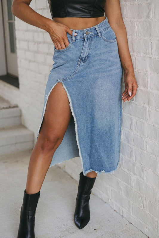 Jupe Midi Asymétrique Frangée pour Femmes