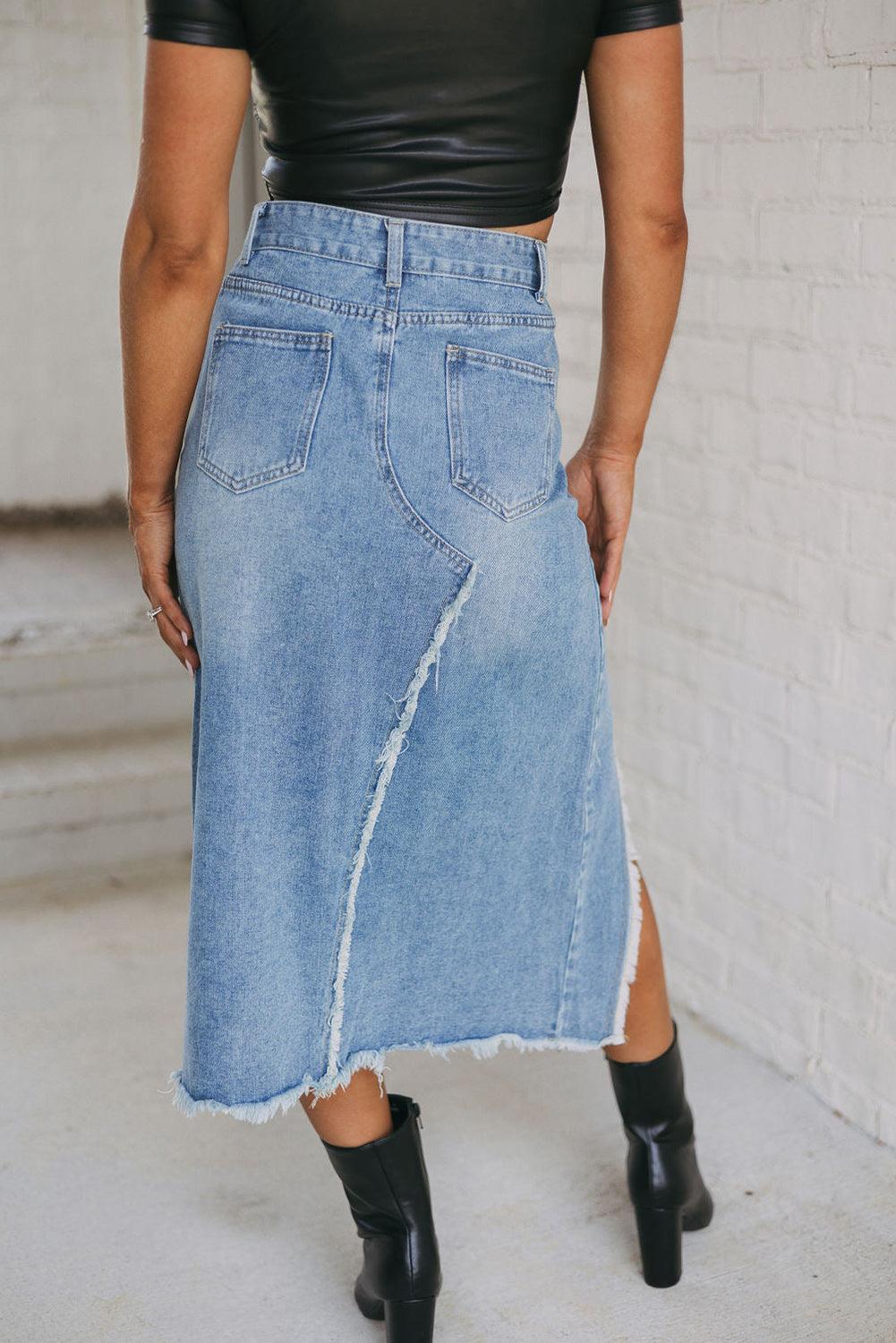 Jupe Midi Asymétrique Frangée pour Femmes
