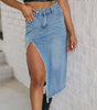 Jupe Midi Asymétrique Frangée pour Femmes