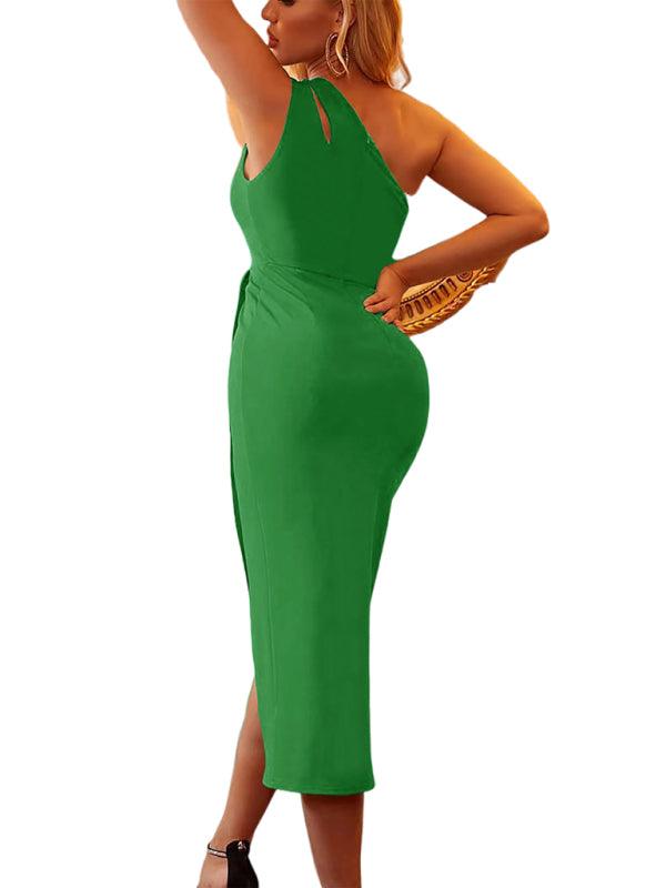 Robe Asymétrique Épaule Dégagée pour Femmes